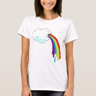 Camiseta Nube que tira el arcoiris a las mujeres de larga m