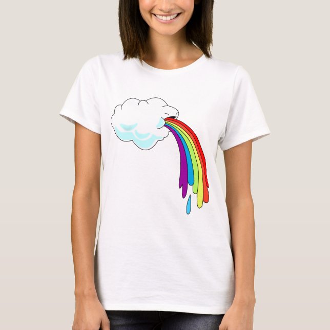 Camiseta Nube que tira el arcoiris a las mujeres de larga m (Anverso)