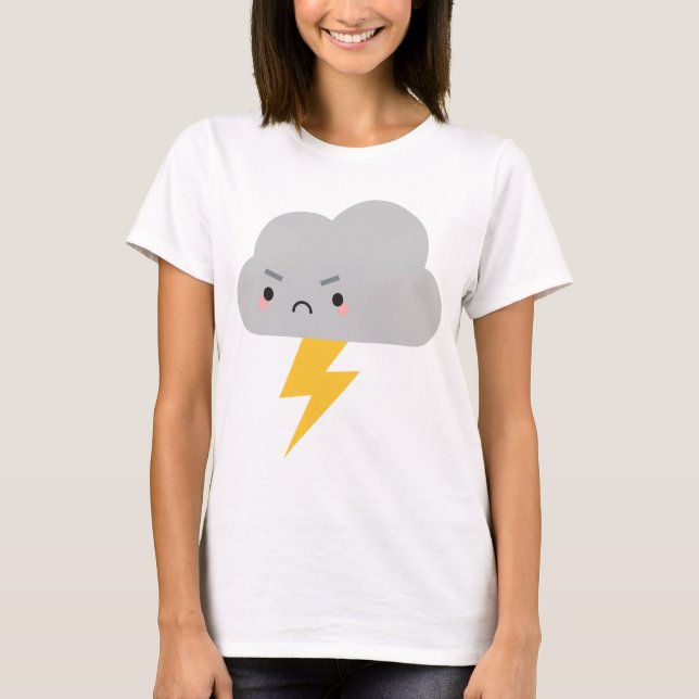 Camiseta Nube relámpago y trueno de Kawaii (Anverso)
