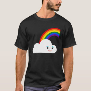 Camiseta Nube sonriente feliz con arcoiris