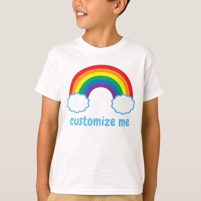 Camiseta Nubes azules de arcoiris cúpulas Monograma Niños d (Anverso)