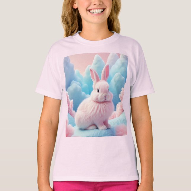 Camiseta Nubes de algodón de conejo rosado (Anverso)