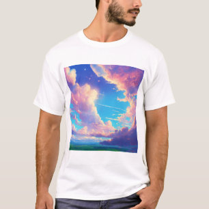 Camiseta Nubes de colores rosa azul blanco