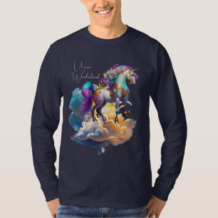 Camiseta Nubes de fantasía de unicornio mágico romance cump