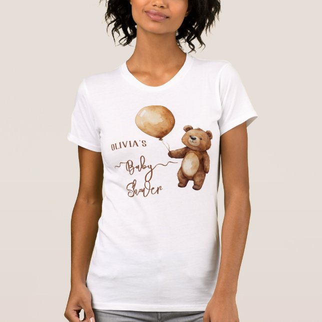 Camiseta Nubes de globos de oso esperan a Baby Shower Bearl (Anverso)