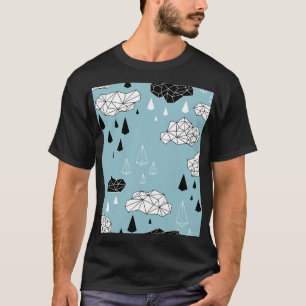 Camiseta Nubes geométricas y lluvias, patrón ininterrumpido