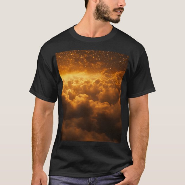 Camiseta Nubes naranja con puesta de sol hermosa vista asom (Anverso)