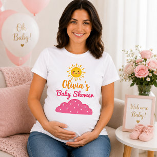 Camiseta Nubes rosadas divertidas de acuarela para el baby