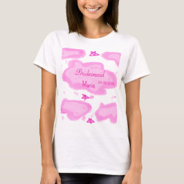 Camiseta nubes rosas estrellas pastel bridesmaid giratorio 