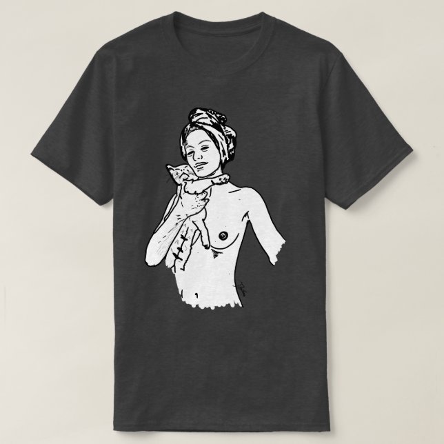 Camiseta NUDEART domesticado por el gato (Diseño del anverso)