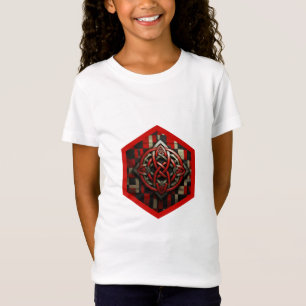Camiseta Nudo celta rojo y plateado en un marco rojo de sei
