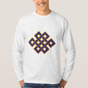 Camiseta Nudo eterno del Buddhism azul de las karmas de la