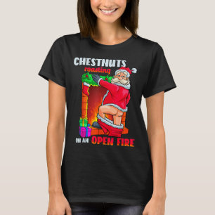 Camiseta Nueces Del Pecho Asándose Divertido Travieso Santa