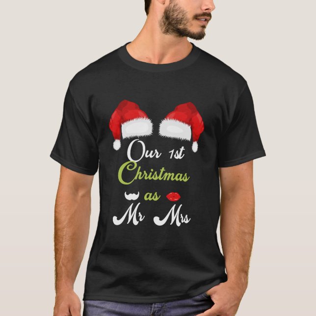 Camiseta Nuestra Primera Navidad Como Sr. Y Sra. Matching C (Anverso)