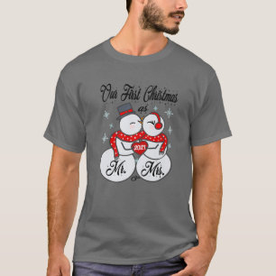 Camiseta Nuestra Primera Navidad Como Sr. Y Sra. Matching P