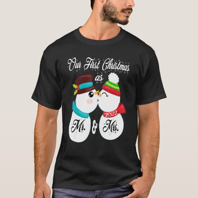 Camiseta Nuestra primera Navidad como Sr. y Sra. Matching P (Anverso)