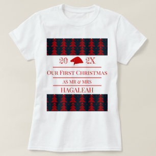 Camiseta Nuestra primera Navidad como Sr. y Sra. Newlyw