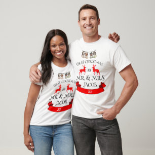 Camiseta Nuestra primera Navidad como Sr. y Sra. Newlyw