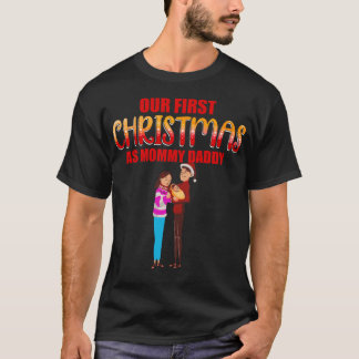 Camiseta Nuestra primera Navidad: foto de bebé de mamá y pa