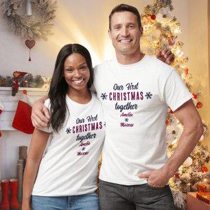 Camiseta Nuestra primera Navidad juntos, copos de nieve