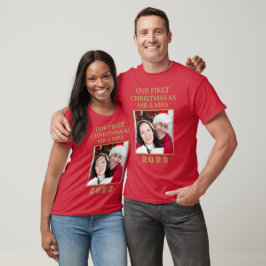 Camiseta Nuestra Primera Navidad Mr. & Mrs. Red And Gold Ph