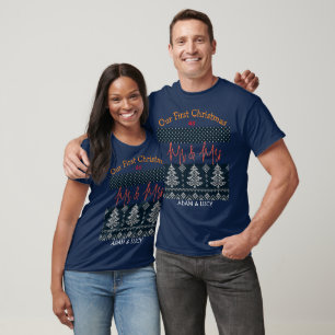 Camiseta Nuestra primera Navidad, Sr. y Sra. /Pareja recién
