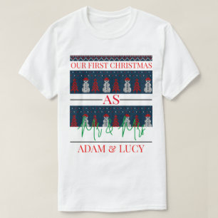 Camiseta Nuestra primera Navidad, Sr. y Sra.   recién casad