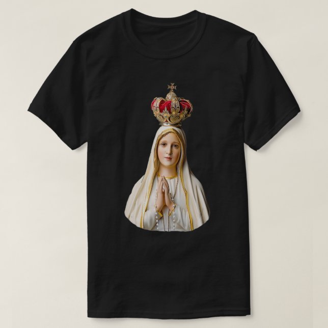 Camiseta Nuestra Señora de Fátima con Rosario (diseño redon (Diseño del anverso)