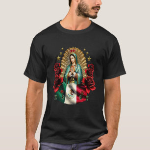 Camiseta Nuestra Señora de Guadalupe en Flores de Rosas - C