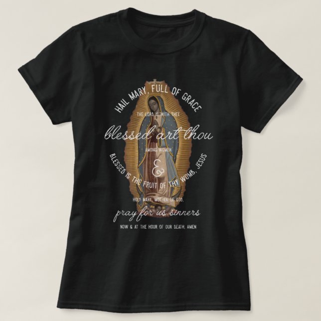 Camiseta Nuestra Señora de Guadalupe Hail Mary Prayer Gi Ca (Diseño del anverso)