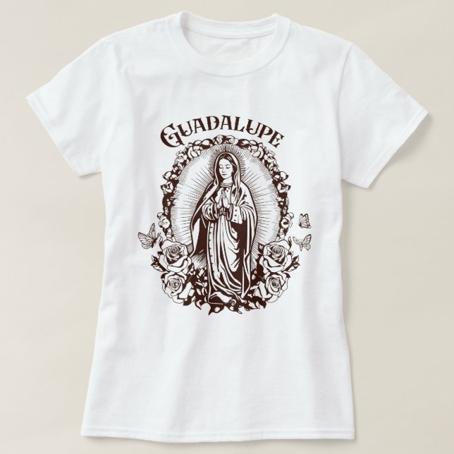 Camiseta Nuestra Señora de la Virgen Guadalupe María (Diseño del anverso)