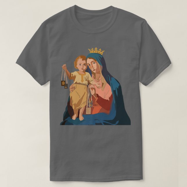 Camiseta Nuestra Señora del Monte Carmel Escapular Santa Te (Diseño del anverso)