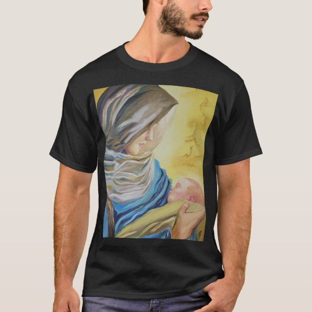 Camiseta Nuestra Señora del Silencio agarrando al bebé Jesú (Anverso)