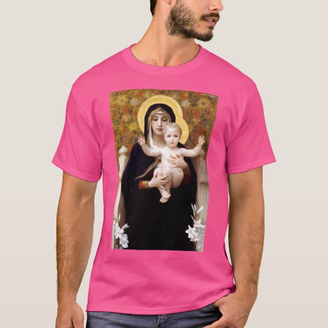 Camiseta Nuestra Señora Virgen De Los Lilies Bouguereau (Anverso)
