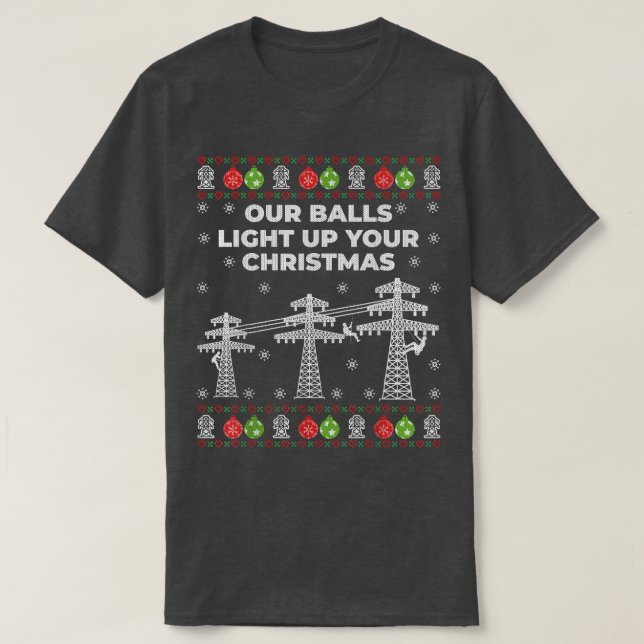 Camiseta Nuestras Bolas Encienden A Sus Navidades Con Linem (Diseño del anverso)