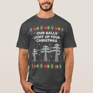Camiseta Nuestras Bolas Encienden A Sus Navidades Con Linem