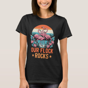 Camiseta Nuestras Flock Rocks Flamingos Lover Familia Vacac