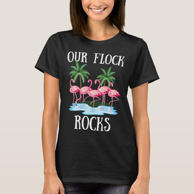 Camiseta Nuestras Flock Rocks Flamingos Lover Familia Vacac (Anverso)