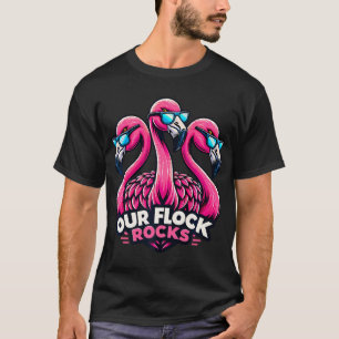 Camiseta Nuestras Flock Rocks Fun Flamingo Gafas De Sol Fie