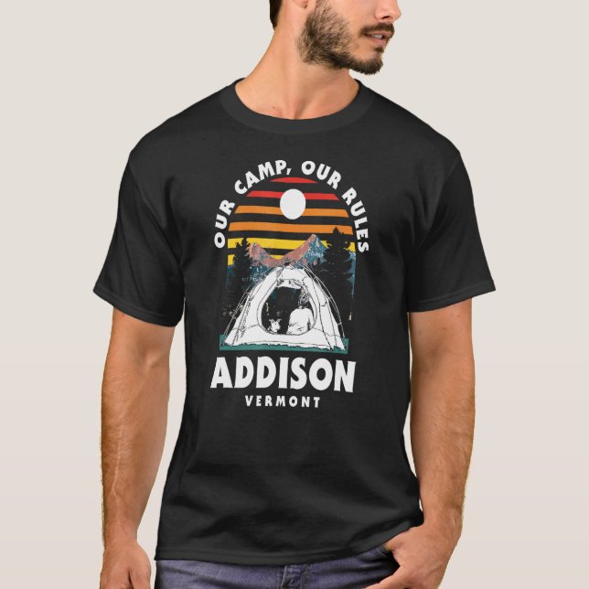 Camiseta Nuestro campamento Nuestras Reglas Addison Camping (Anverso)
