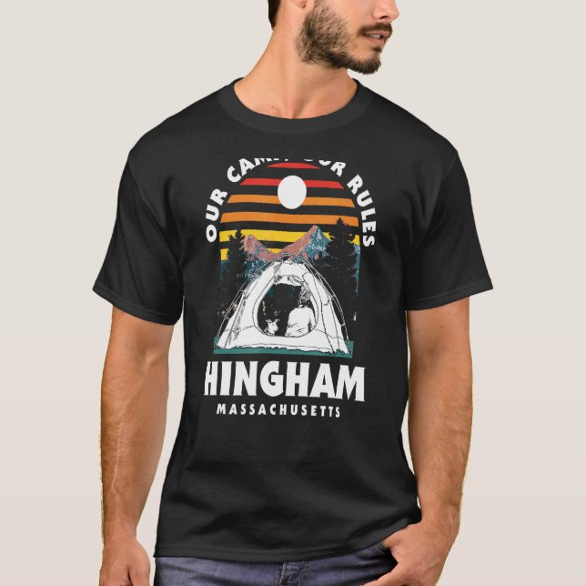 Camiseta Nuestro campamento nuestras reglas Hingham Camping (Anverso)