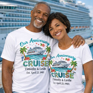 Camiseta Nuestro Crucero de Aniversario Personalizado con B