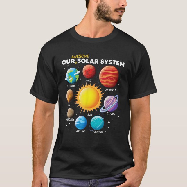 Camiseta Nuestro Increíble Sistema Solar Planetas Espacio c (Anverso)
