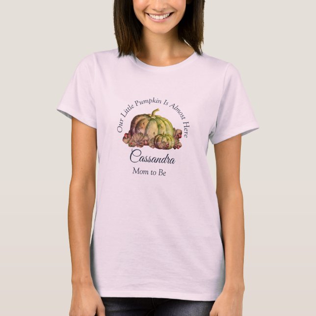 Camiseta Nuestro pequeño Chica rosado de calabaza | Mamá de (Anverso)