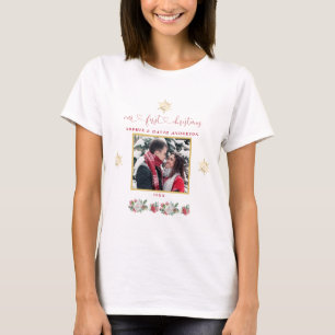 Camiseta Nuestro primer Boda de fotos de copos de nieve flo