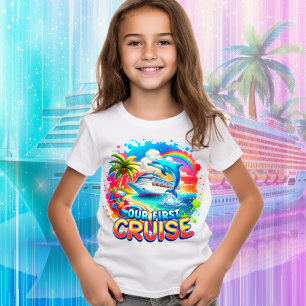 Camiseta Nuestro primer crucero de cruceros Dolphin Rainbow