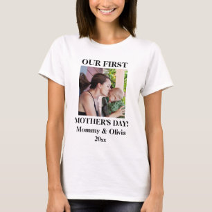 Camiseta Nuestro primer día de la madre, foto y nombre pers