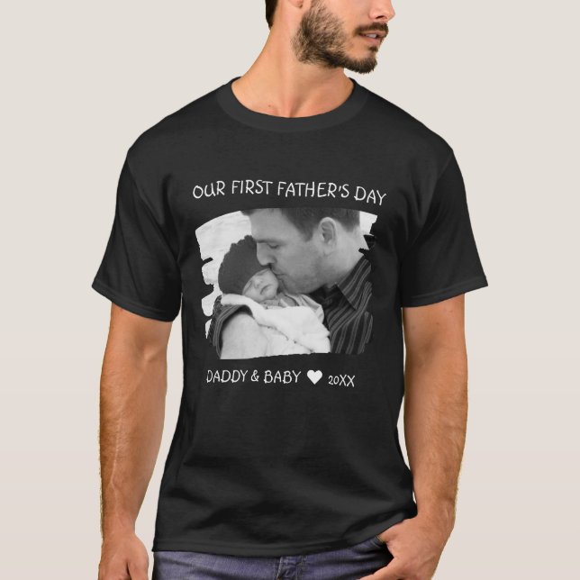 Camiseta Nuestro primer Día de los Padres Nuevo Papá Foto D (Anverso)