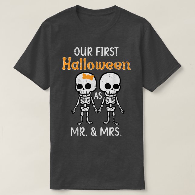 Camiseta Nuestro primer Halloween Sr. Sra. Matching Parejas (Diseño del anverso)