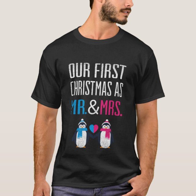 Camiseta Nuestro primer navidad como Sr. y señora (Anverso)